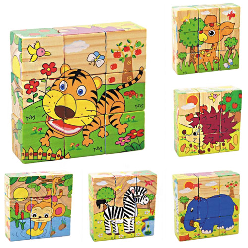 K4-1208-ลูกเต๋าต่อภาพ 9 ชิ้น - สัตว์ป่า-9 dice per picture- wild animal;