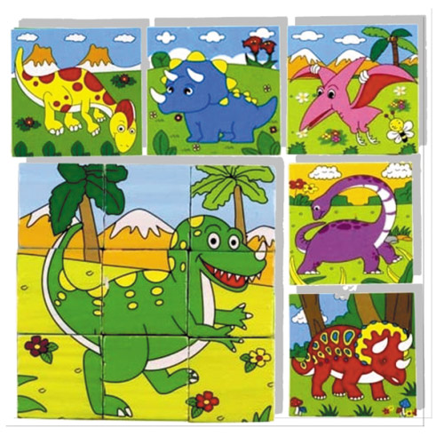 K4-1213:ลูกเต๋าต่อภาพ 9 ชิ้น ไดโนเสาร์-9 dice per picture- Dinosaurs